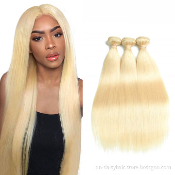 Malaysian Straight Hair Extension 613 Blonde  100% Human Hair Weave Remy Hair In Direct Wholesale